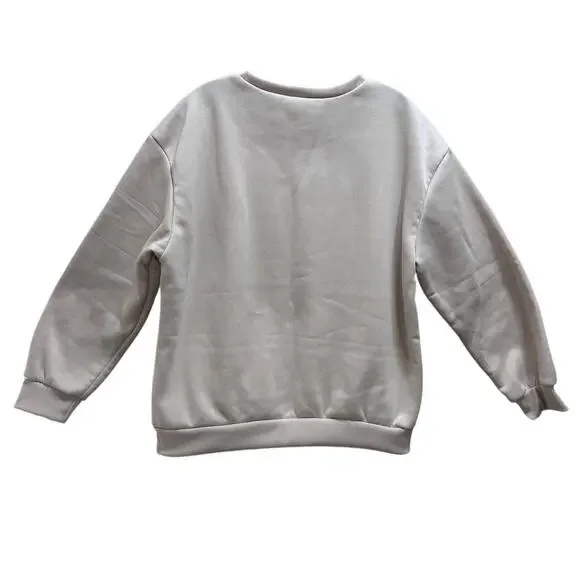 SHEIN Witch Graphic Sweatshirt XL Beige Girls Will Be Girls Gothic Grunge Crew - Picture 4 of 6